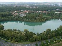 Luftbild des Padersees vor dem Bau der Umflut