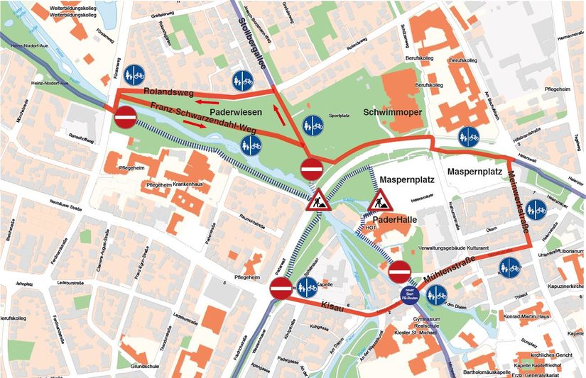 Umleitungen des Fuß- und Radverkehrs