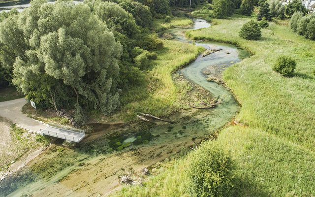 Luftbild der Paderseeumflut