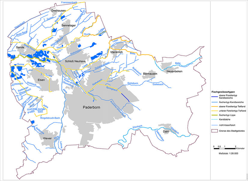 Karte der Fischgewässertypen
