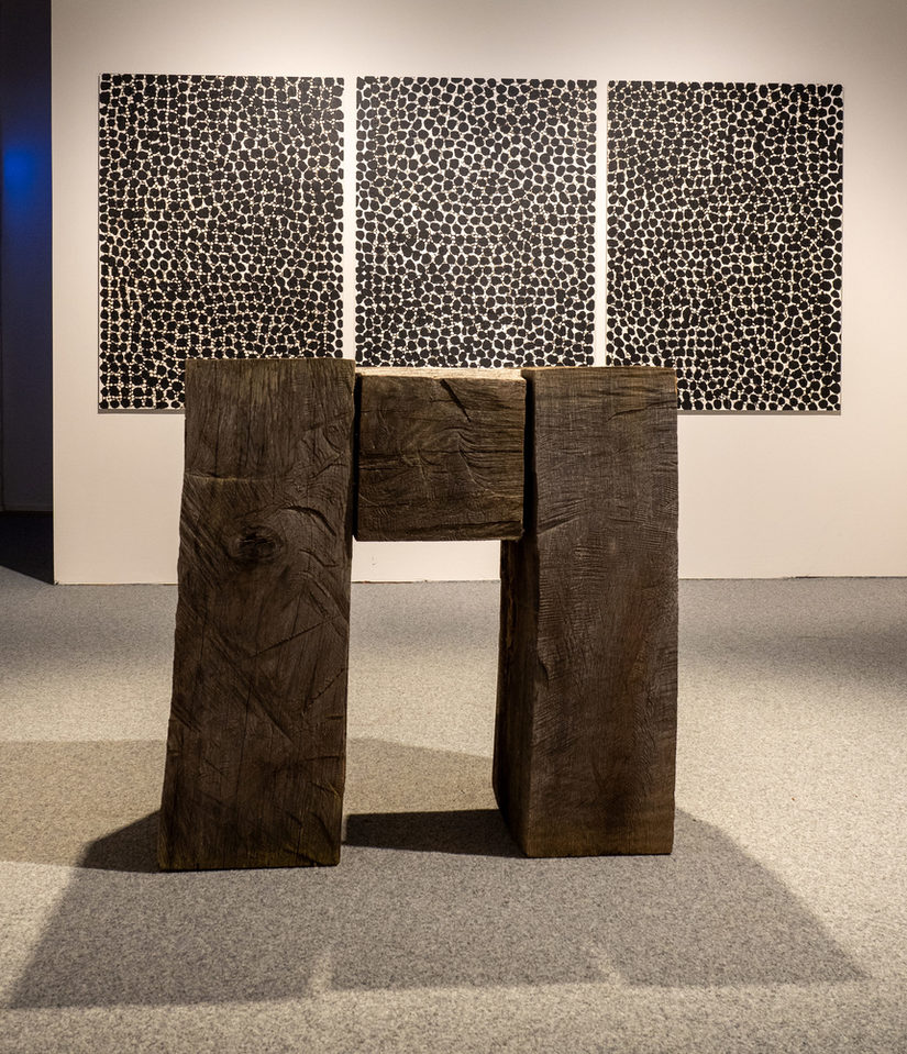 Blick in den Ausstellungsraum mit Werken von Werner Schlegel