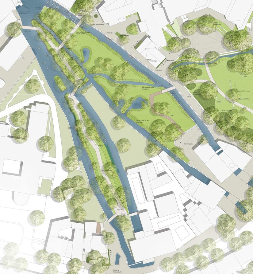 Im Haxthausengarten erfolgen Umgestaltungen als Teil des nationalen Projektes des Städtebaus.