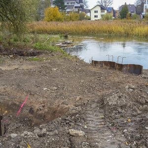 Fundamente des neuen Aussichtspunktes an der Paderaue