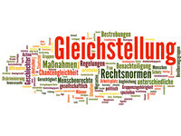 Wörterblase Gleichstellung, Menschenrechte, Regelungen und weitere Begriffe