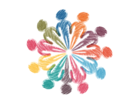 Ein bunter Kreis von gezeichneten Personen