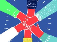 Mehrere Hände übereinander bilden ein Team