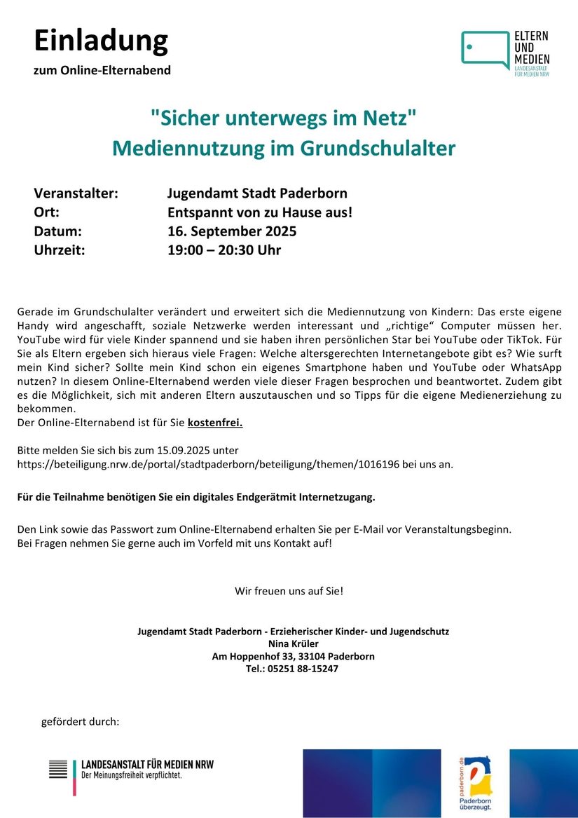 Einladung zum Online Elternabend