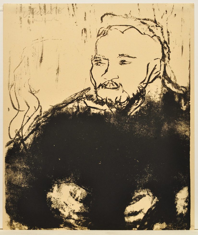 Bärtiger Mann von Erich Heckel, Lithografie, 1907