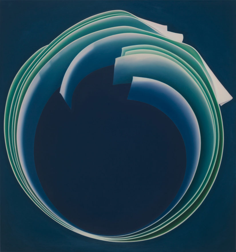 Hellblaue und türkise Kreise auf dunkelblauem Grund.