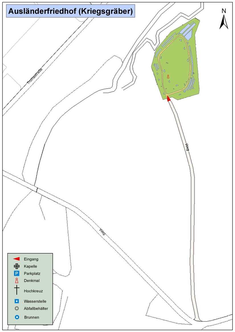 Übersichtsplan des Ausländerfriedhofs (Kriegsgräber)