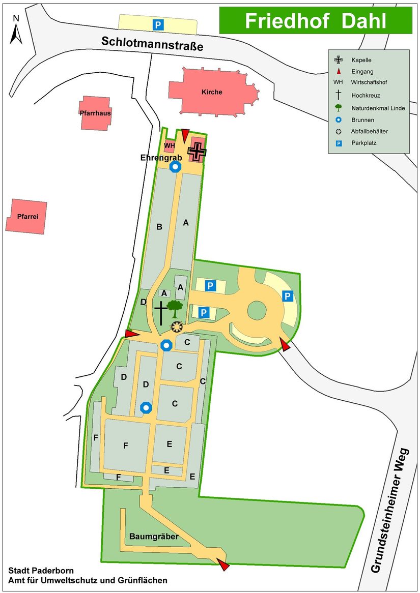Übersichtsplan des Friedhofs Dahl