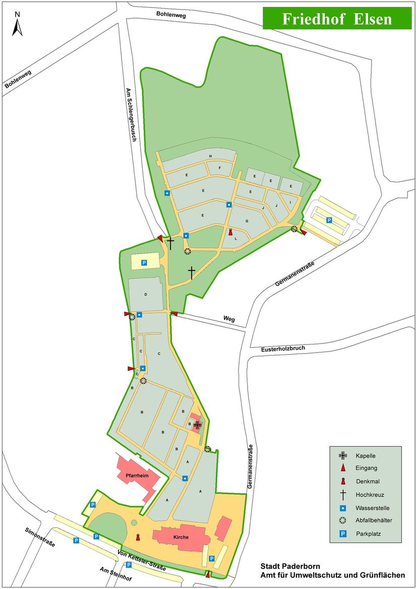 Übersichtsplan des Friedhofs Elsen