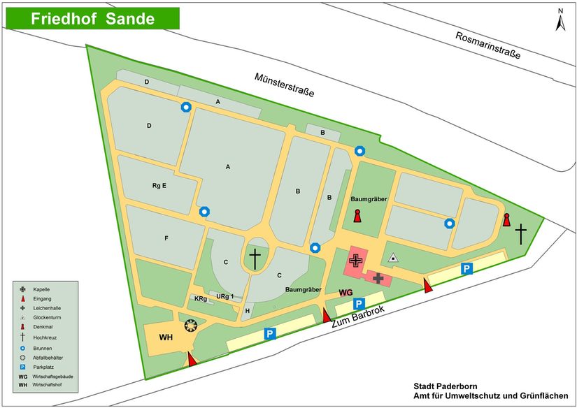 Übersichtsplan des Friedhofs Sande