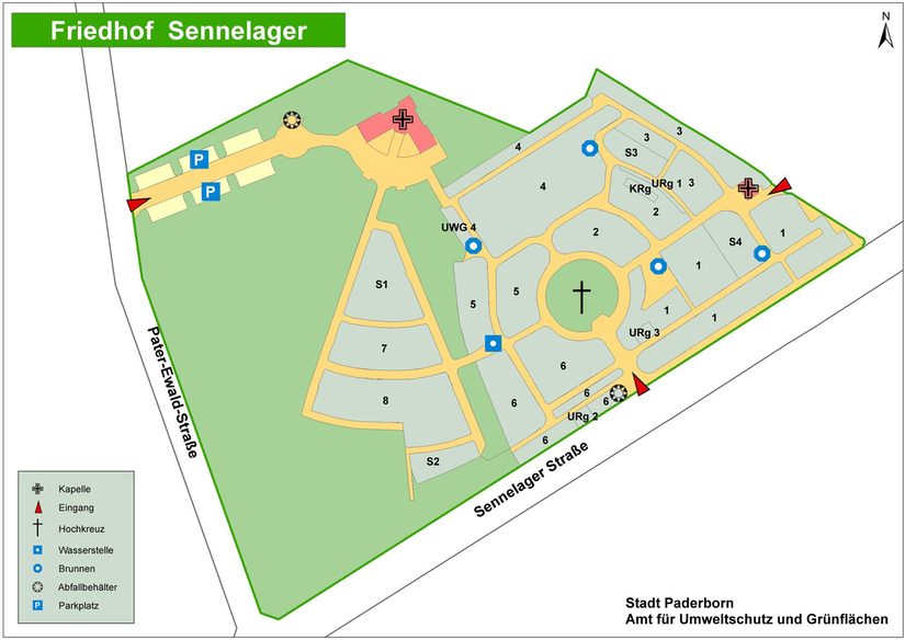 Übersichtsplan des Friedhofs Sennelager