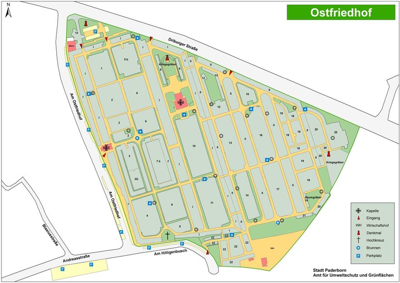 Übersichtsplan des Ostfriedhofs