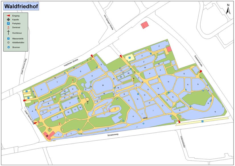 Übersichtsplan des Waldfriedhofes