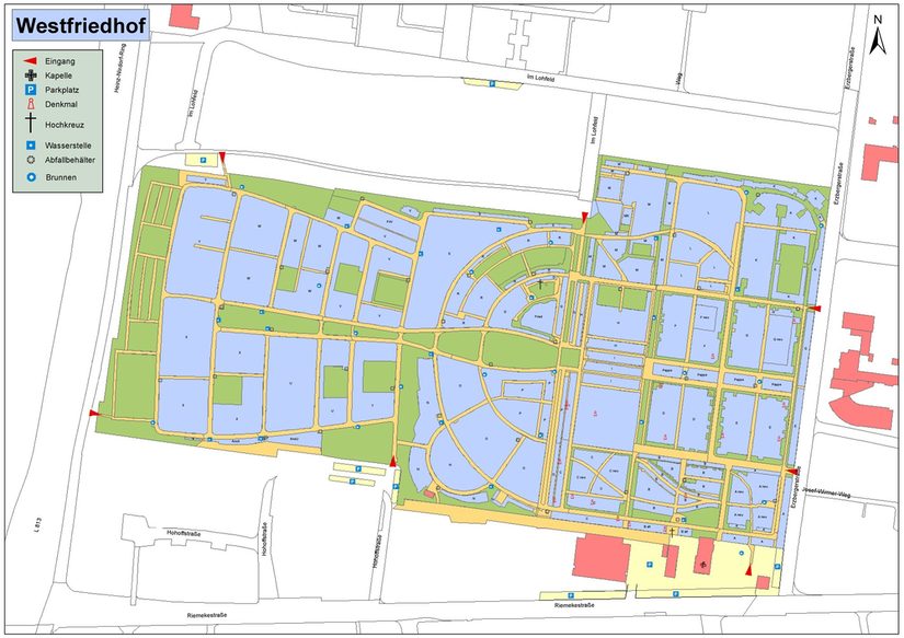 Übersichtsplan des Westfriedhofes