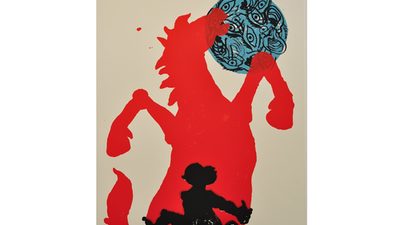 Jörg Immendorff: ohne Titel (China/ Pferd/ Auge), 2002