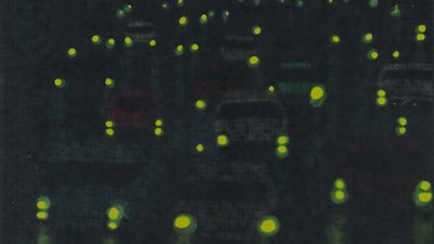 Walther Schwiete: Autolichter, 2019, Polyethylen-Schichtung