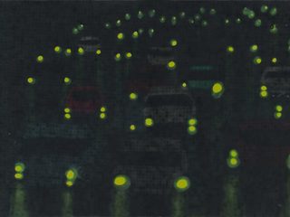 Walther Schwiete: Autolichter, 2019, Polyethylen-Schichtung