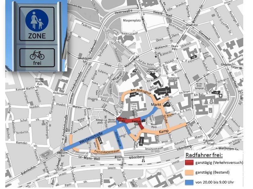 Radfahren in der Fußgängerzone