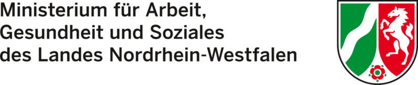 Das Foto zeigt das Förderlogo des Ministeriums für Arbeit, Gesundheit und Soziales des Landes Nordrhein-Westfalen