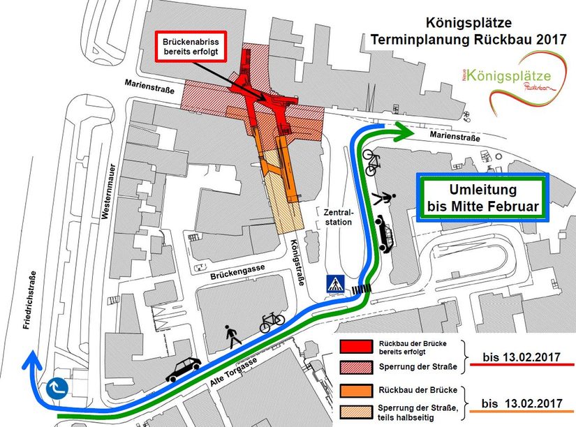 Zufahrt Marienstra0e während der Sperrung des Kreuzungsbereichs