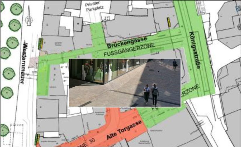 Plan Königstraße Richtung Marienstraße