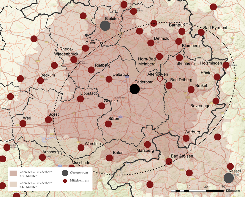 Karte zur Abgrenzung der Regiopolregion